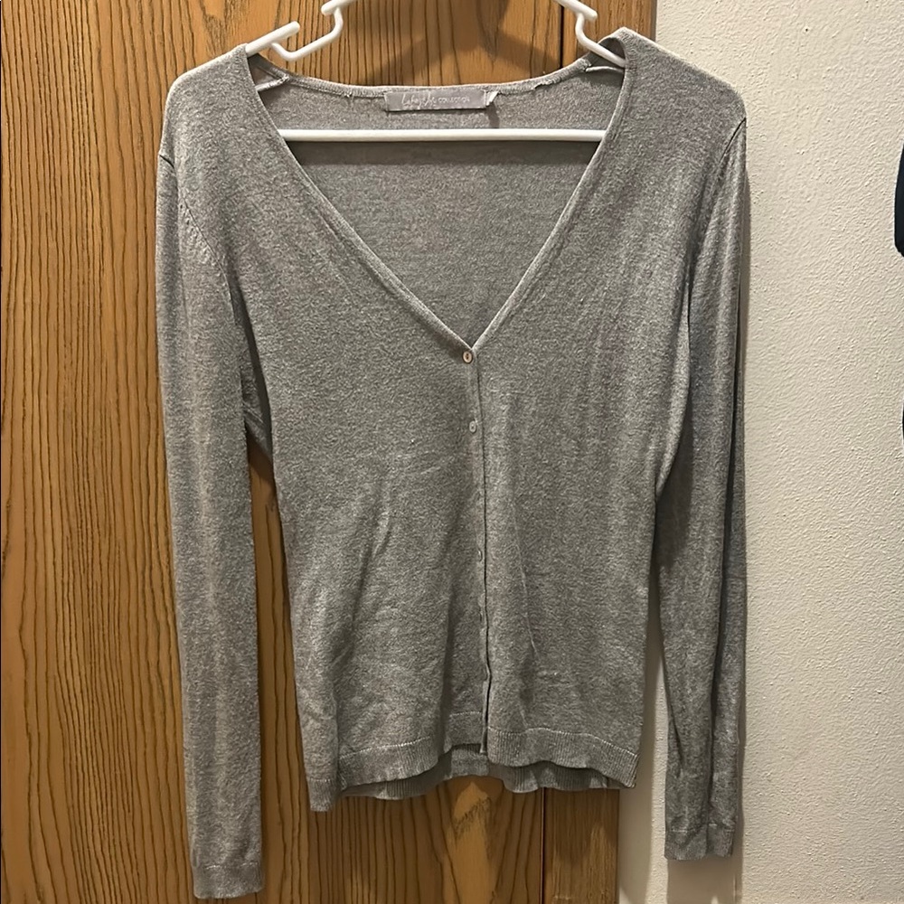 Gray V-Neck Cardigan